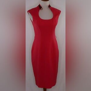 Caché Coral/Pink Buckle Collared Dress size 4